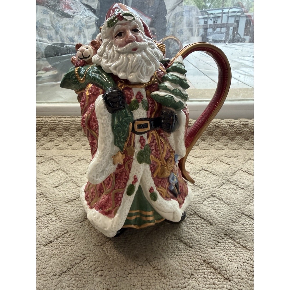 Fitz and Floyd Christmas Santa with bag of toys tea pot